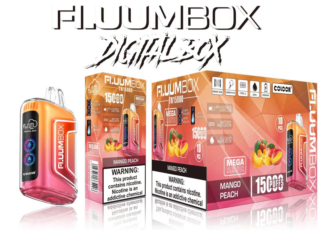 Original Fluum Box 15000 Puffs Digital Box Disponible Vape 25 ml Förfylld Mesh -spole Fluumbox Pod Desechable E Cigarett 15K Puff Bar med HD Smart Screen