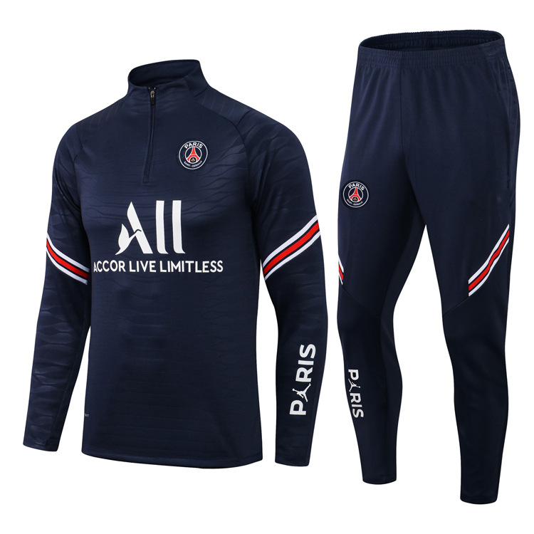 Uniforme de football d'entraînement à manches longues et demi-fermeture éclair Paris 2024