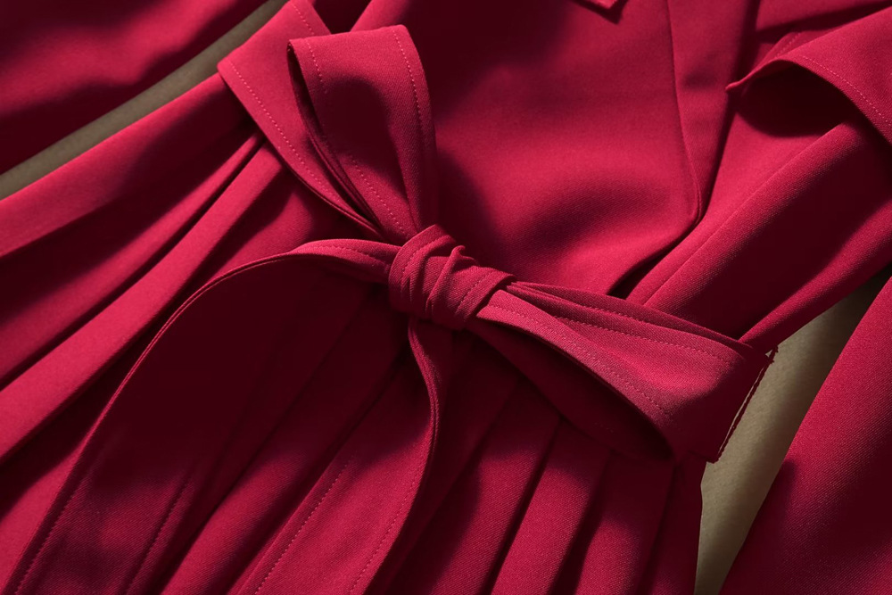 2024 Spring Summer Polyester Ruffle Women's Dress Lapel-Neck dragkedja Kortärmad Kvinnas avslappnade långa klänningar AS024