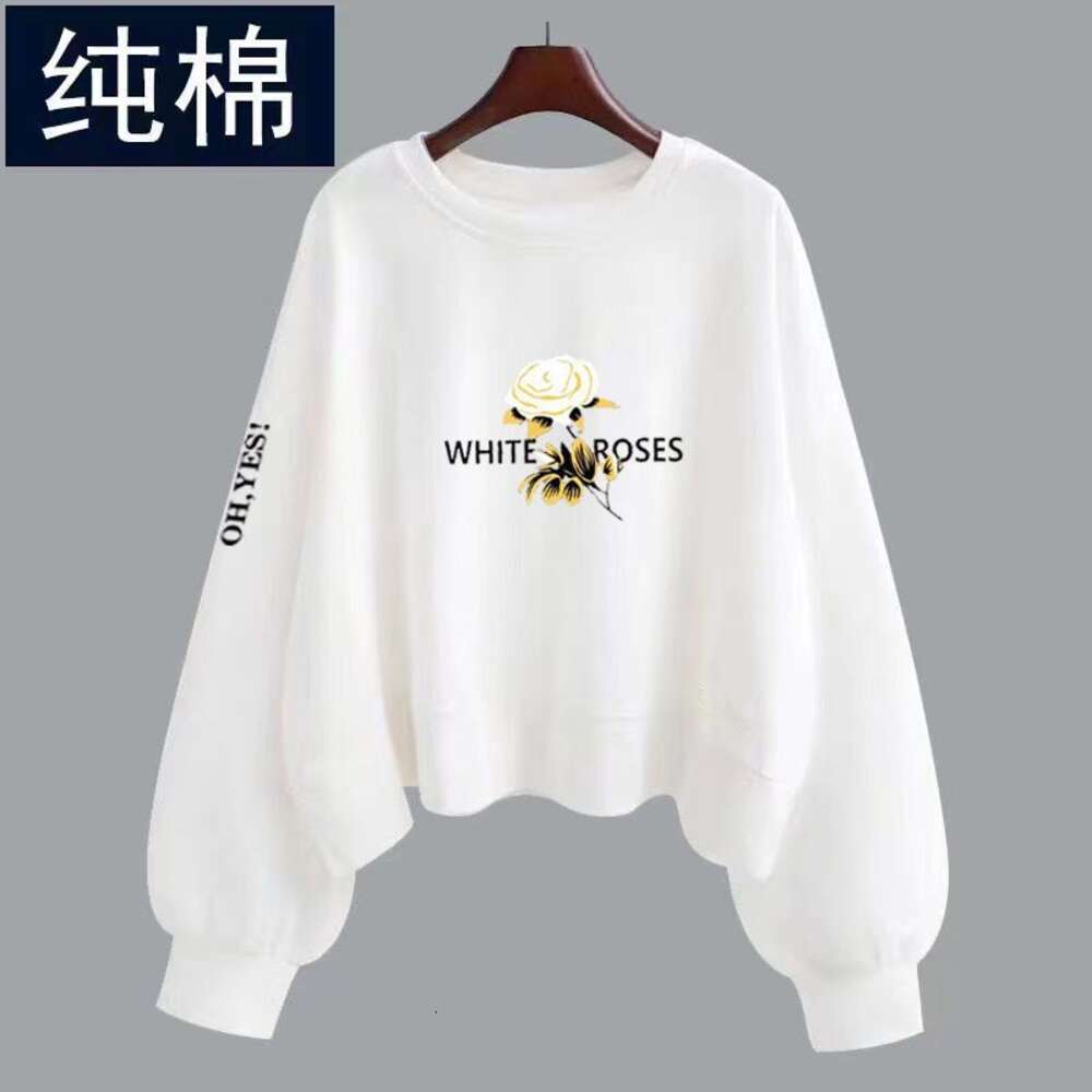 100% Pure Cotton Women's Hoodie, Thin, Long Sleeved, Short, Loose, Versatile, Trendy. New Korean Style Top in Spring and Autumn, Instagram Fashion