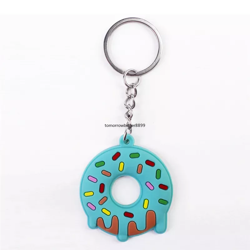 PVC Donut Keychains Accessories Cute Prendant Key Chains Rings Jewelry Fashion Design keyrings trinkets bag bag charms silver metal car hopts 