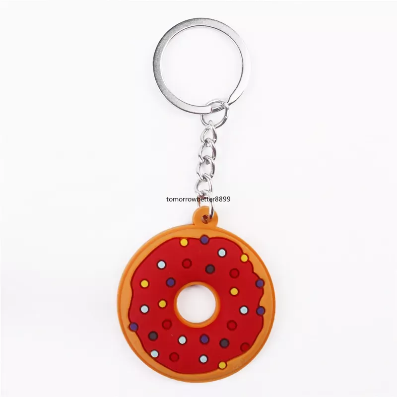 PVC Donut Keychains Accessories Cute Prendant Key Chains Rings Jewelry Fashion Design keyrings trinkets bag bag charms silver metal car hopts 