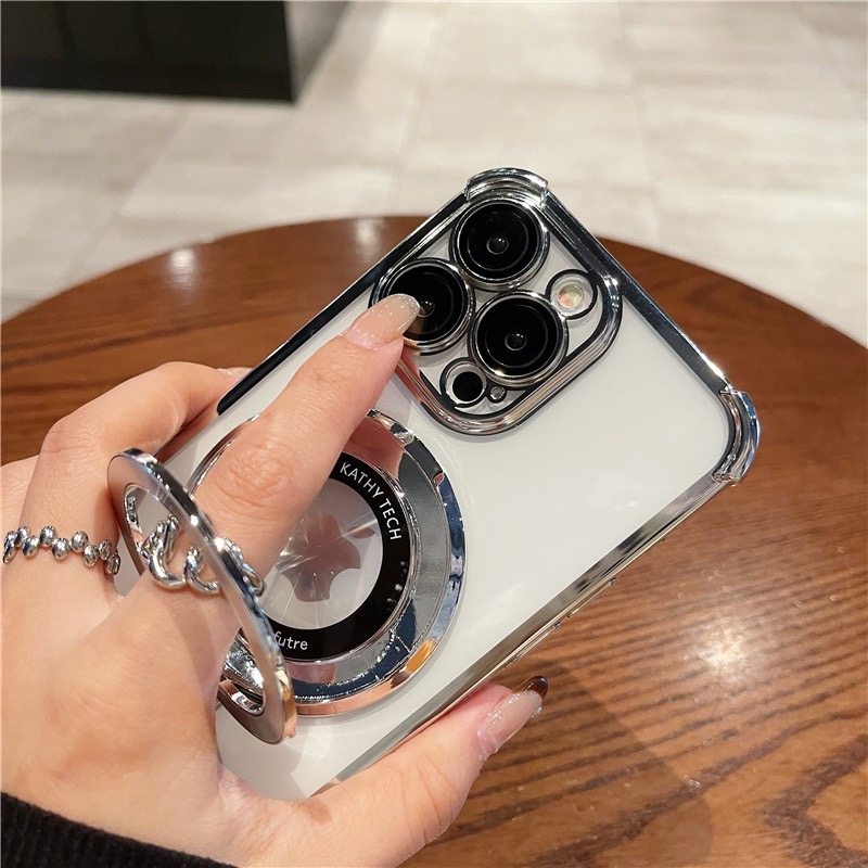 قوس Magsafe Case الفاخرة الشفافة الطلاء هواء هواء الغطاء المغناطيسي لجهاز iPhone 11 12 13 14 Pro Max Plus