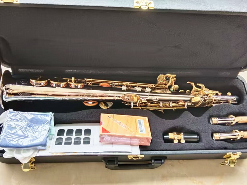 Japão Yanagisa WO37 B Tone Saxofone soprano Níquel Banhado a prata Chave de ouro Bocal de sax profissional com estojo rígido e acessórios