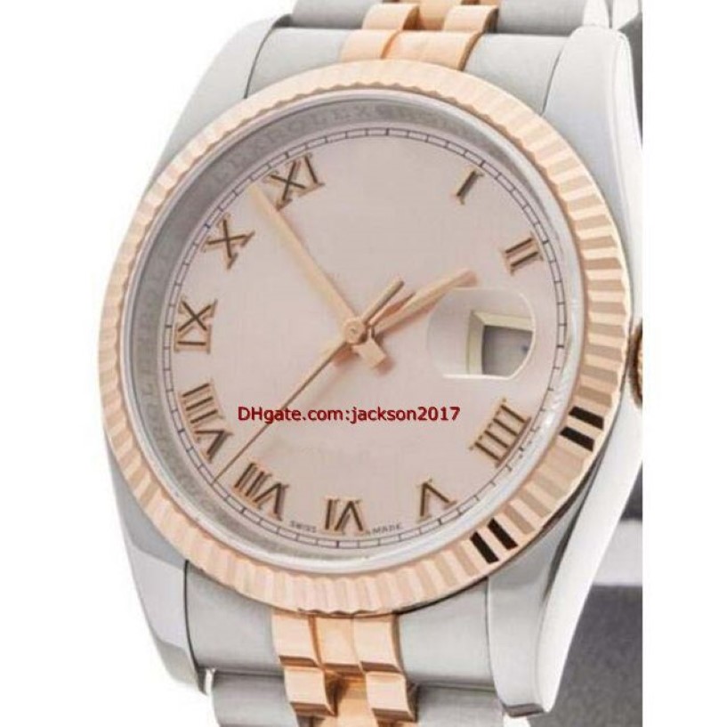 Prezent świąteczny Wysokiej jakości zegarek na rękę męskie zegarek Rose Roman zegarek ze stali nierdzewnej 18K Rose Gold 116231 36mm217W