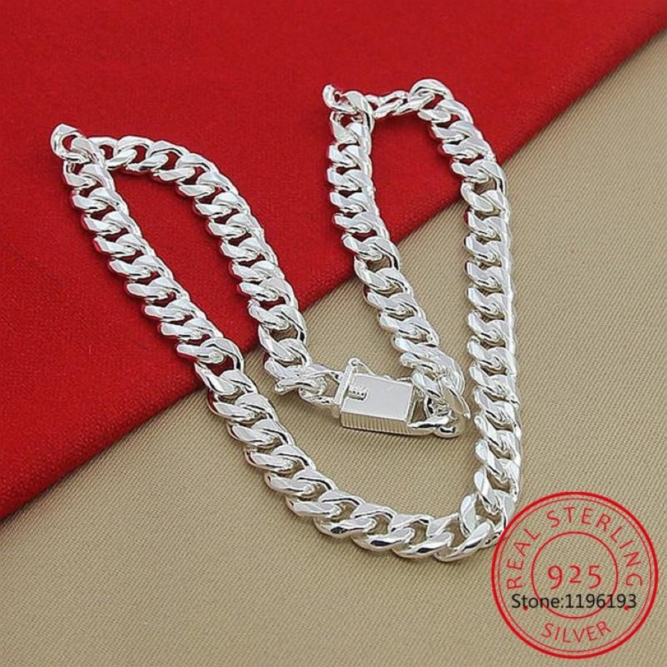 Chaînes 925 Argent 10MM 20 22 24 pouces Collier de chaîne cubaine Colar de Prata pour femmes hommes bijoux fins fête d'anniversaire cadeaux 234W