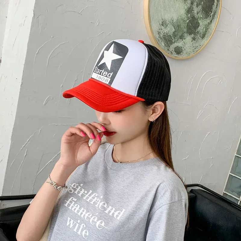 Boll Caps New Ins Star Cross Kpop Mens Hip-Hop Baseball Cap Cotton Streetwear High Hat Justerbar Fashionable Sports Cap J240226