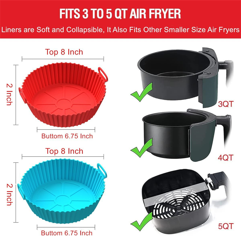 Partihandel Silikonkorgpotten Tray Airfryer Liner för Air Fryer Silicone Pot återanvändbar behållare Tillbehör PAN BAKING MOLD CANISTER Formskydd