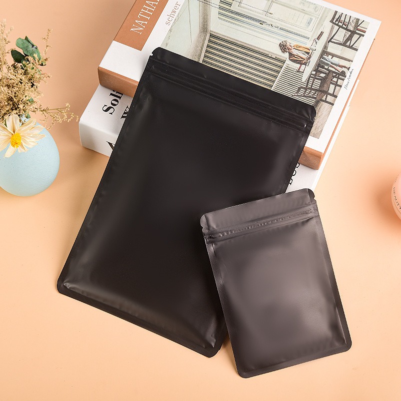 Matte Black Aluminum Foil Small Sachets Food Bag Resealable Zip Lock Mylar Bags Bulk Food Smell Proof Storage Zipper Bag