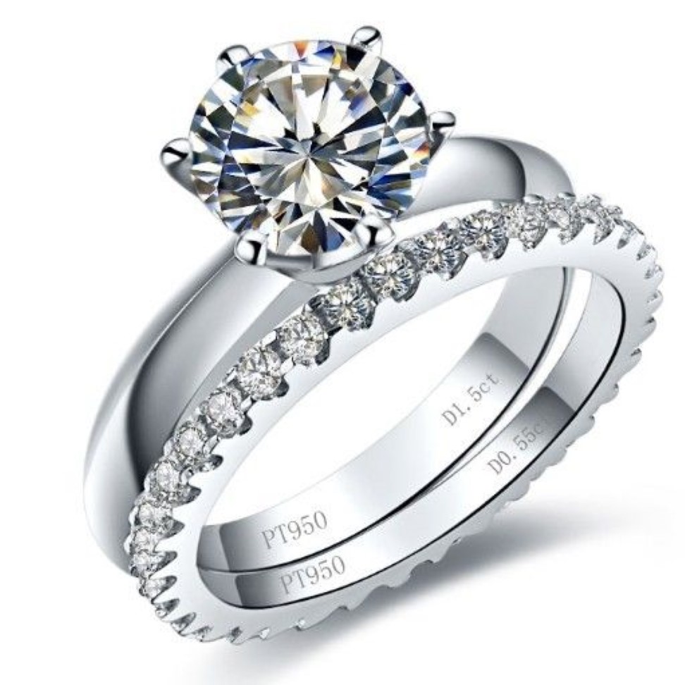 Elegante 2Ct Synthetische Diamanten Set Ringen voor Vrouwen Echt 925 Sterling Zilveren Sieraden Wit Vergulde Belofte Ring voor Her259l
