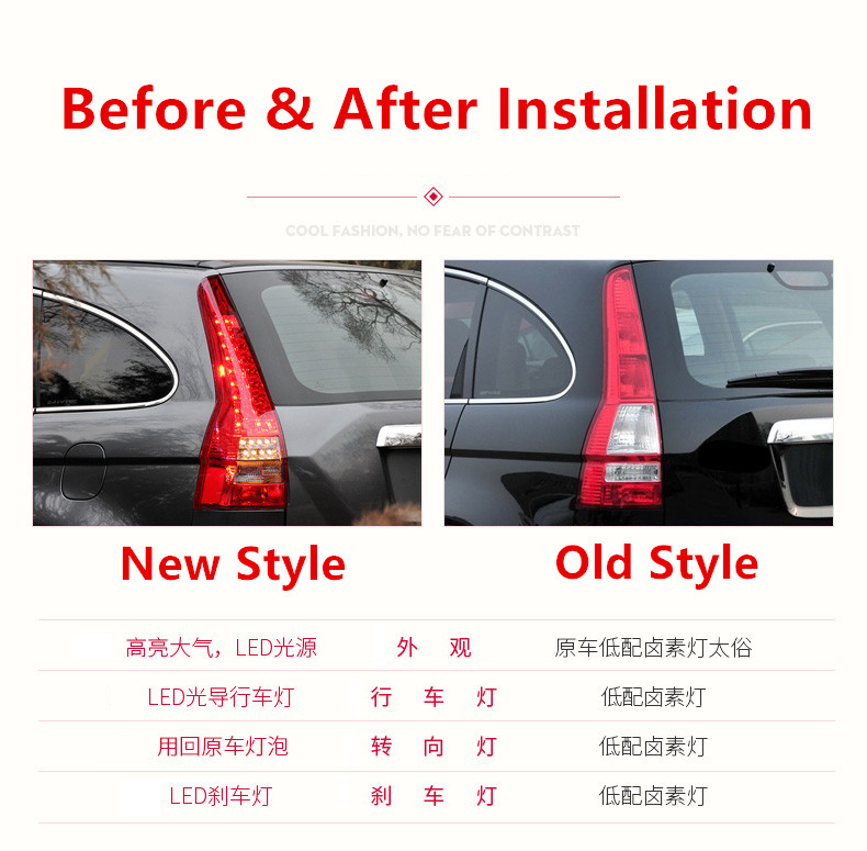 LED-svängsignalslampa för Honda CRV Car Taillight 2007-2011 Bakre broms Omvänd ljusbiltillbehör