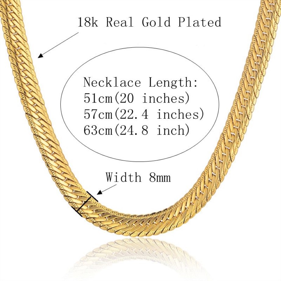 Cały vintage długi złoty łańcuch dla mężczyzn łańcuch hip -hopowy naszyjnik 8 mm złoty kolor grube krawężniki naszyjniki męskie biżuterię Colar Coll280t