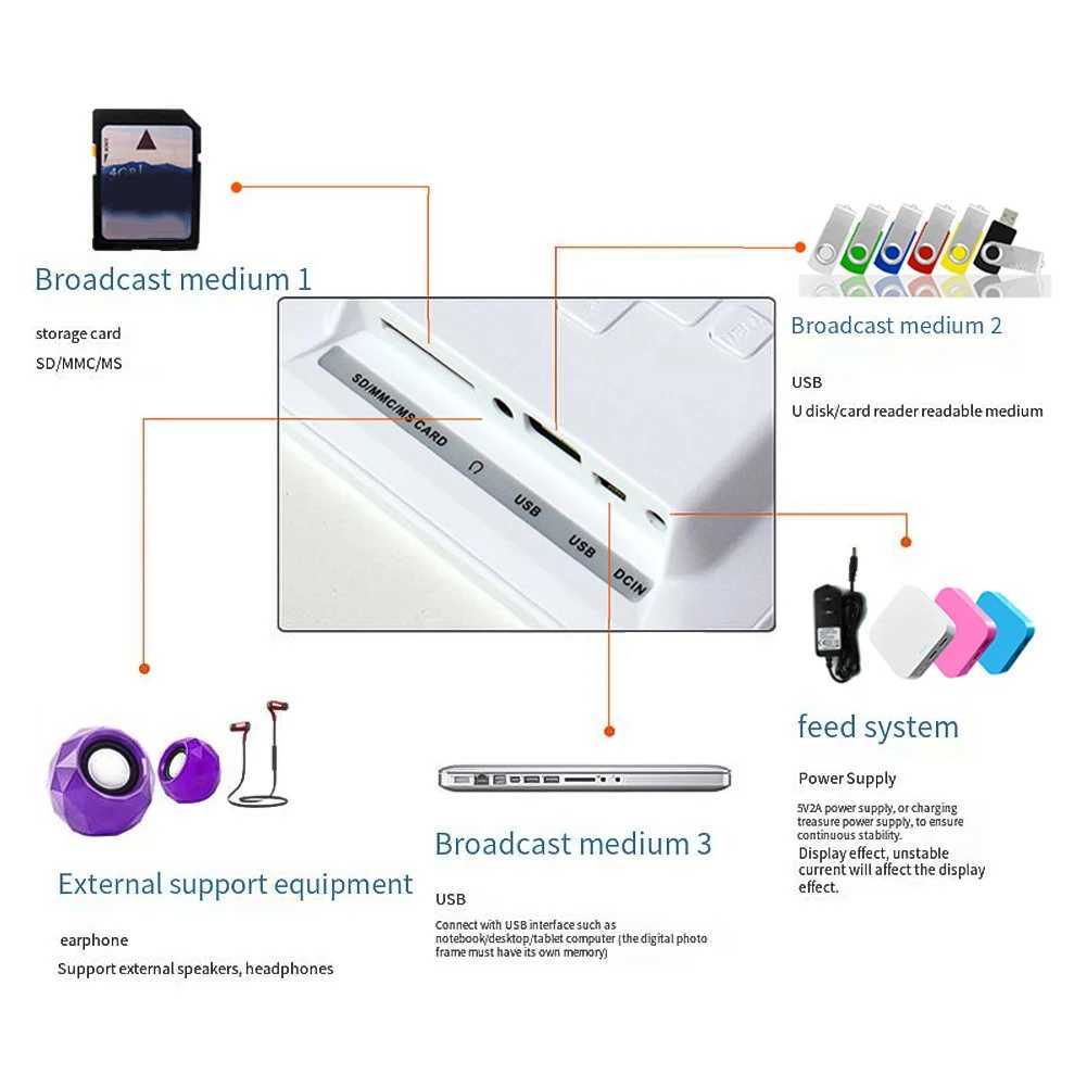 Digitala fotoramar 7 Electronic High Definition Photo Album Inch Digital Picture Photo Frame Helvy Screen Video Fotoalbum Klockkalender 24329