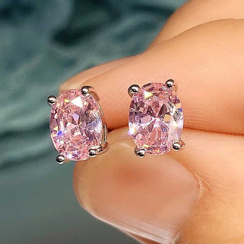 Brincos de estudo simples Huitan com CZ oval adequados para meninas que usam brincos diariamente J240226