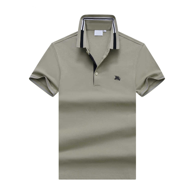 BBメンズポロシャツラペル刺繍ソリッドカラーストライプ半袖Tシャツsummerm-xxxl用の快適で柔らかく通気性のあるポロシャツ