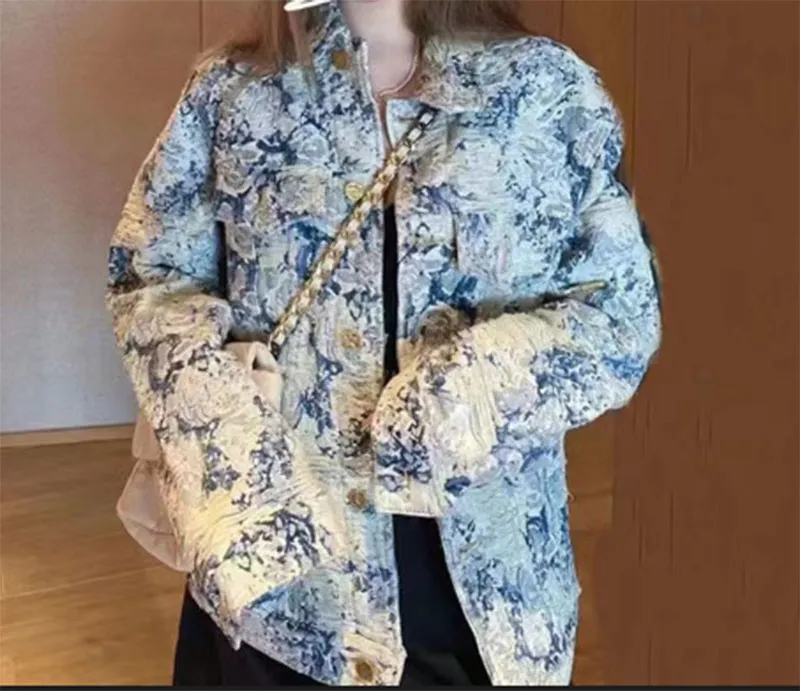여자 재킷 데님 코트 디자이너 여성 버튼 편지 가을 스타일 여성 디자이너 재킷 청바지 S-XLWVR5#