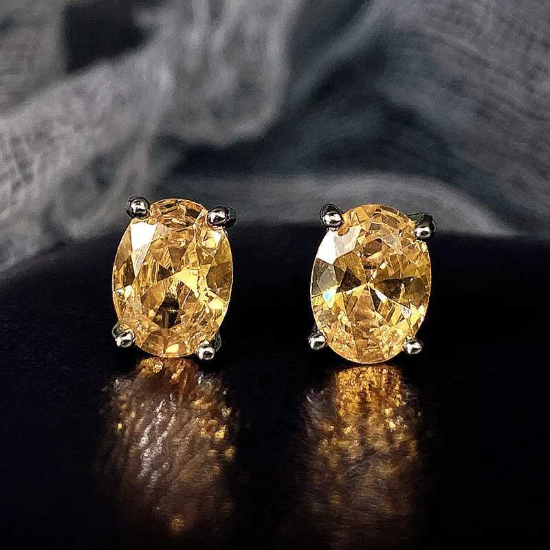 Brincos de estudo simples Huitan com CZ oval adequados para meninas que usam brincos diariamente J240226