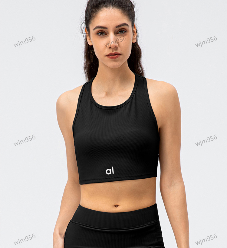 AL0 LL TOP TOK TOP u Bra Yoga Strój Kobiety Summer Sexy T Shirt Solid Crop Tops Bez rękawów kamizelka mody szwana żebrowana prawdziwa bielizna dziewiąta niezręczna dziewiąta sportowa