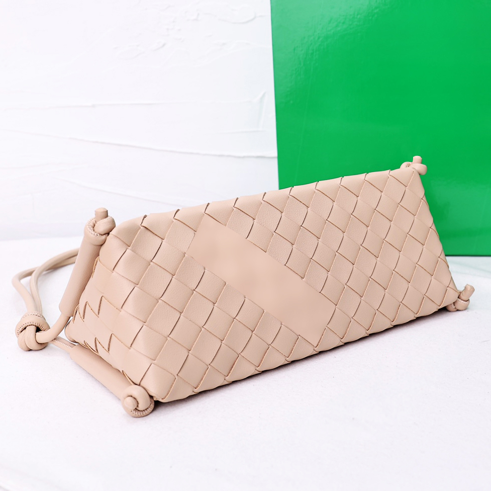 Nuevo bolso tejido para axila, bolso de lujo para mujer, bolso de hombro, bolso tejido triangular informal de cuero genuino, cartera, bolso para teléfono móvil