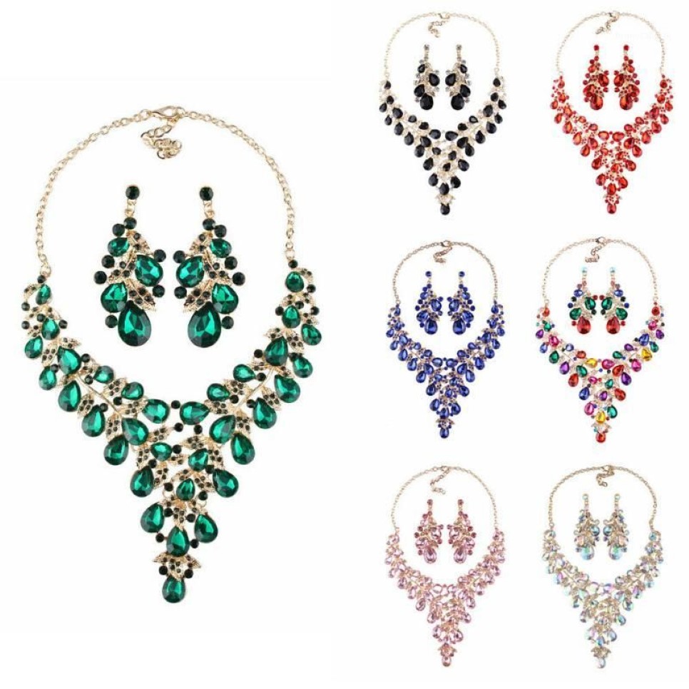 Ensembles de bijoux de mariée, collier de mariage, boucles d'oreilles, accessoires de Costume de fête, bijoux à la mode, pendentif, boucles d'oreilles, Set1303G