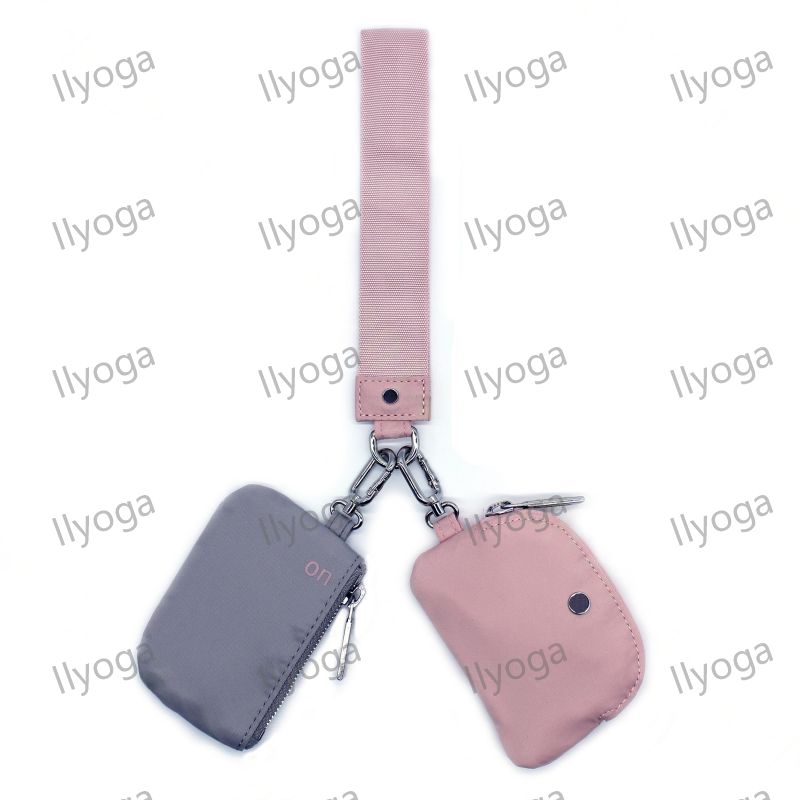 Pochette de poignet de yoga, double pochette, porte-clés, portefeuille, sac de sport de yoga, mini sac à main de styliste avec fermeture éclair amovible autour du protège-poignet, sac de poche portable pour pièces de monnaie