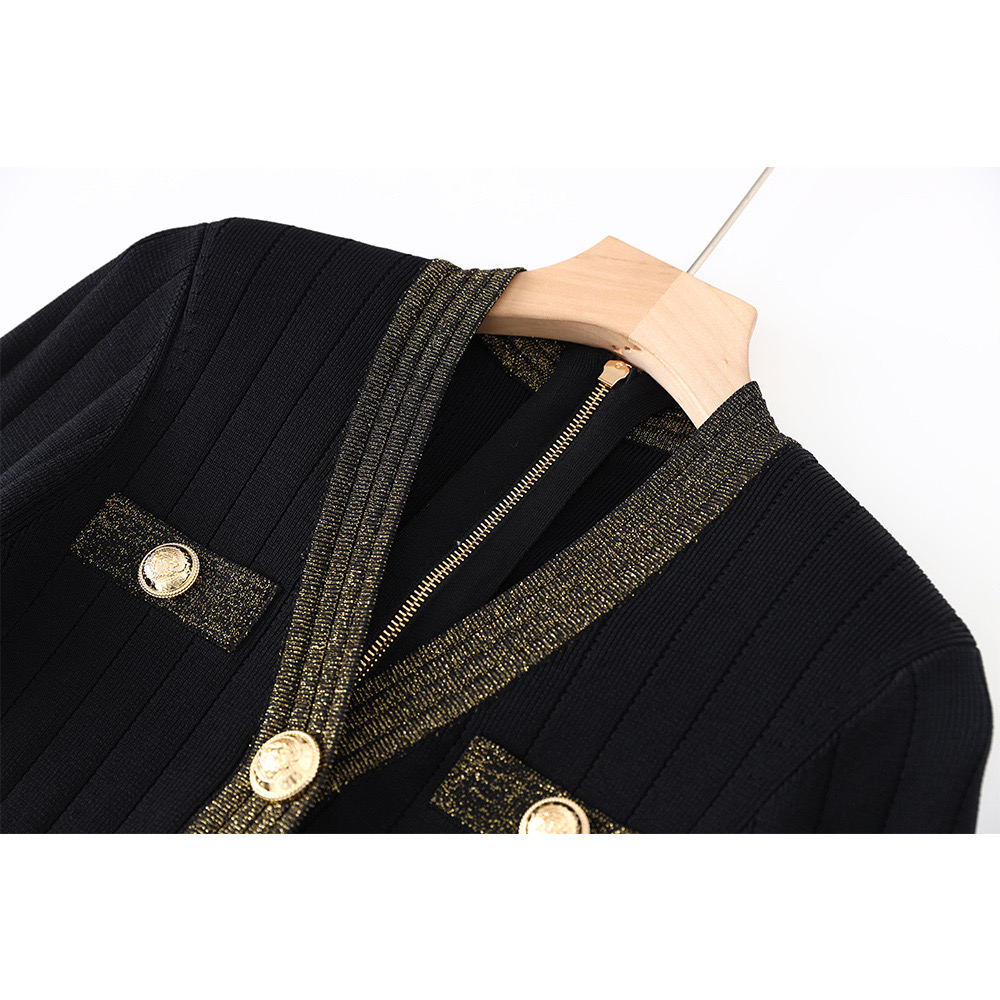 Casual jurken Klassieke vintage gebreide jurk Mode Brief dames Patroon gebreide dameskleding met lange mouwen Herfstbreisels met V-hals