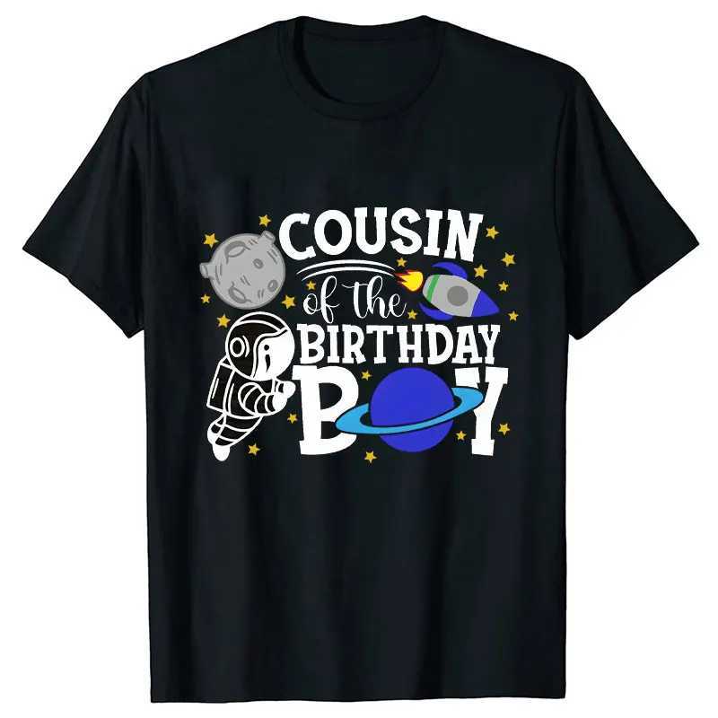 Tenues assorties pour la famille, T-shirt de fête d'anniversaire sur le thème de l'espace, tenues familiales assorties, Spaceman Y2k, hauts graphiques unisexe pour enfants, Streetwear noir