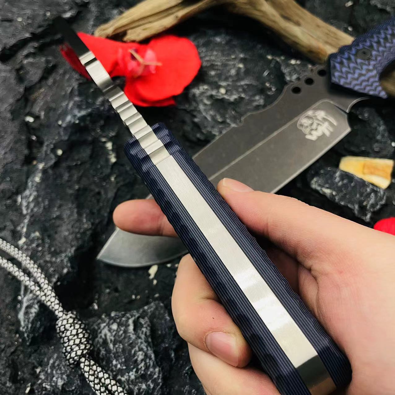 WT A2284 Прочный прямой нож VG10 Сатиновое / каменное лезвие Drop Point с ручкой Tang G10 Тактические ножи для выживания на открытом воздухе с Kydex