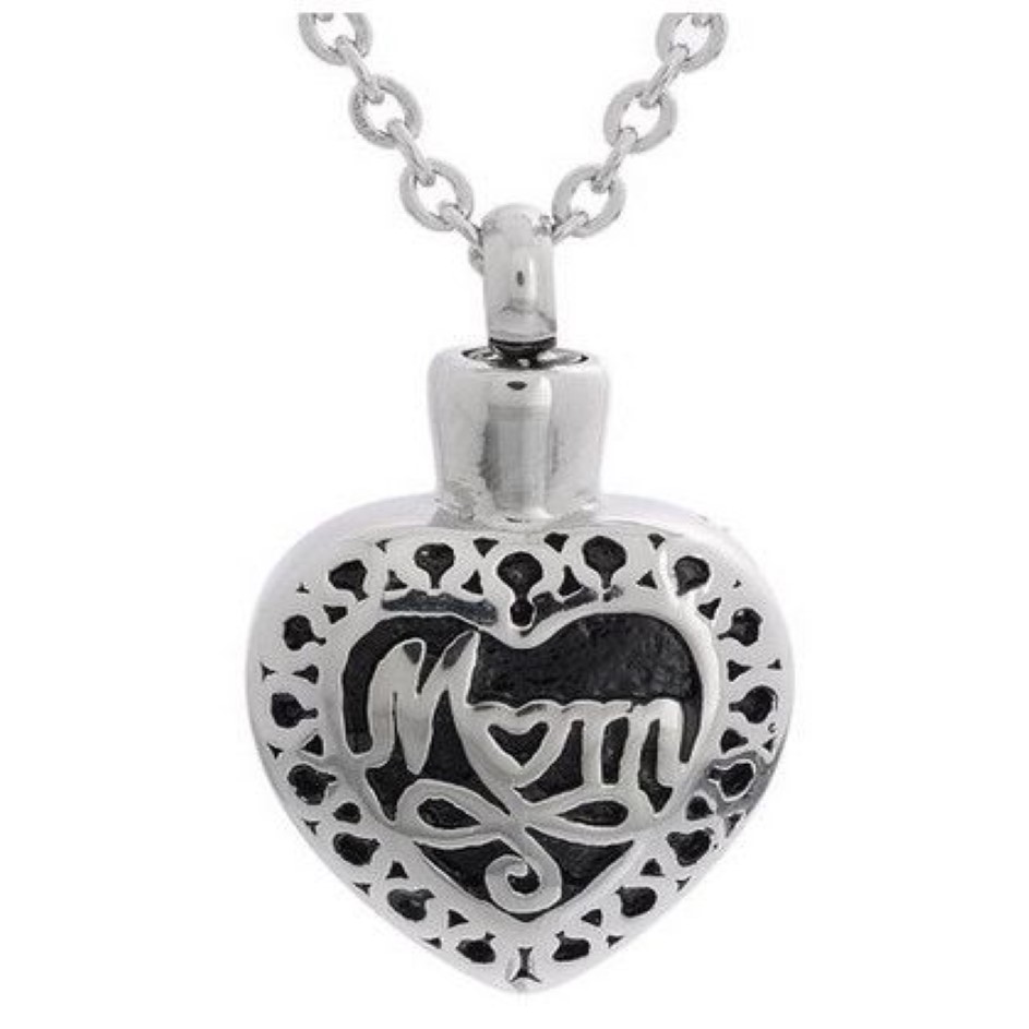 Lelie Crematie Sieraden Roestvrij Staal Waterdicht Moeder Hart Urn Hanger Gedenkteken As Aandenken Hanger Ketting met een Geschenk Bag257L