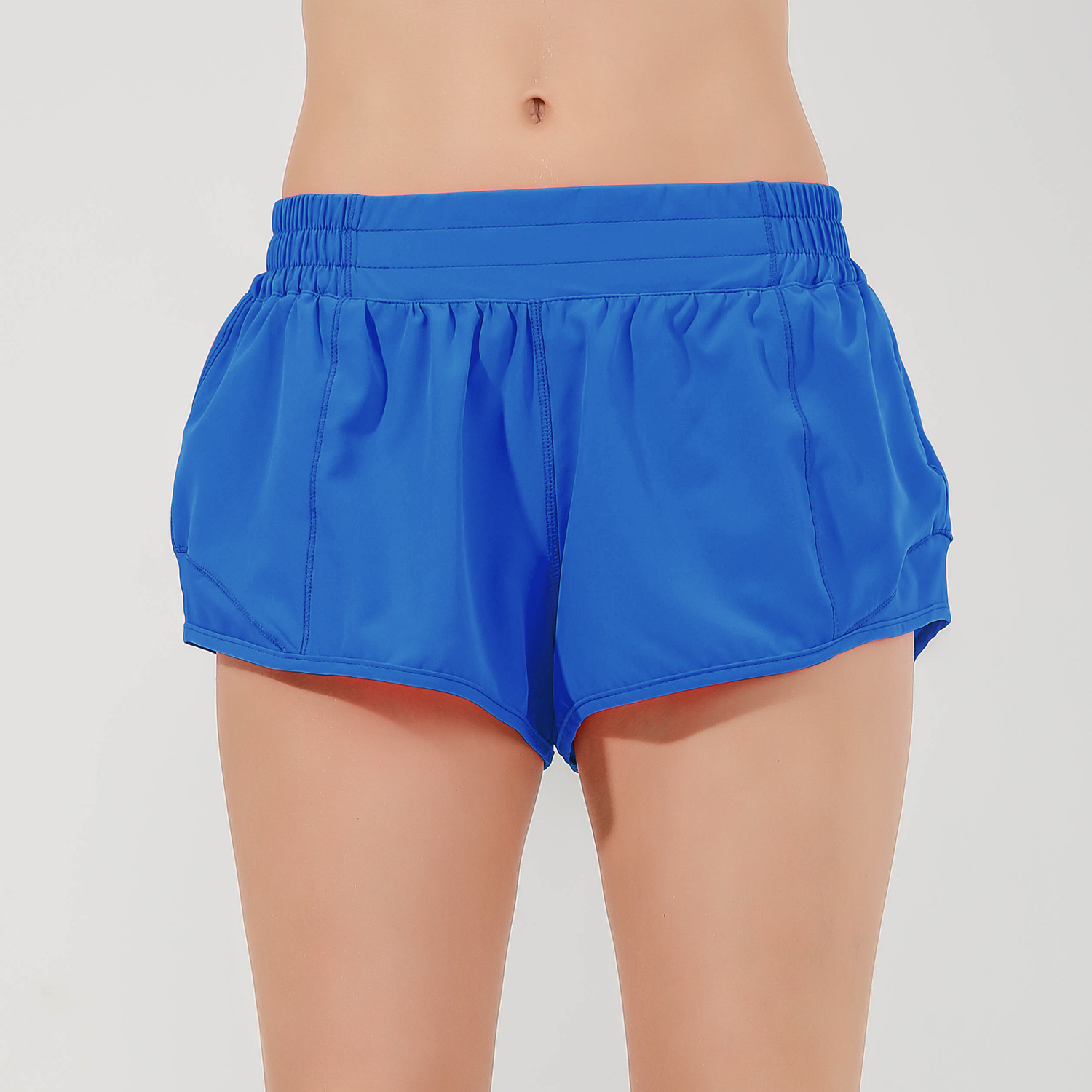 LU 158 Zomer nieuwe ademende en sneldrogende sportshort voor dames, Europese en Amerikaanse grensoverschrijdende shorts met reflecterende strepen, antireflecterende hotpants met taille omhoog