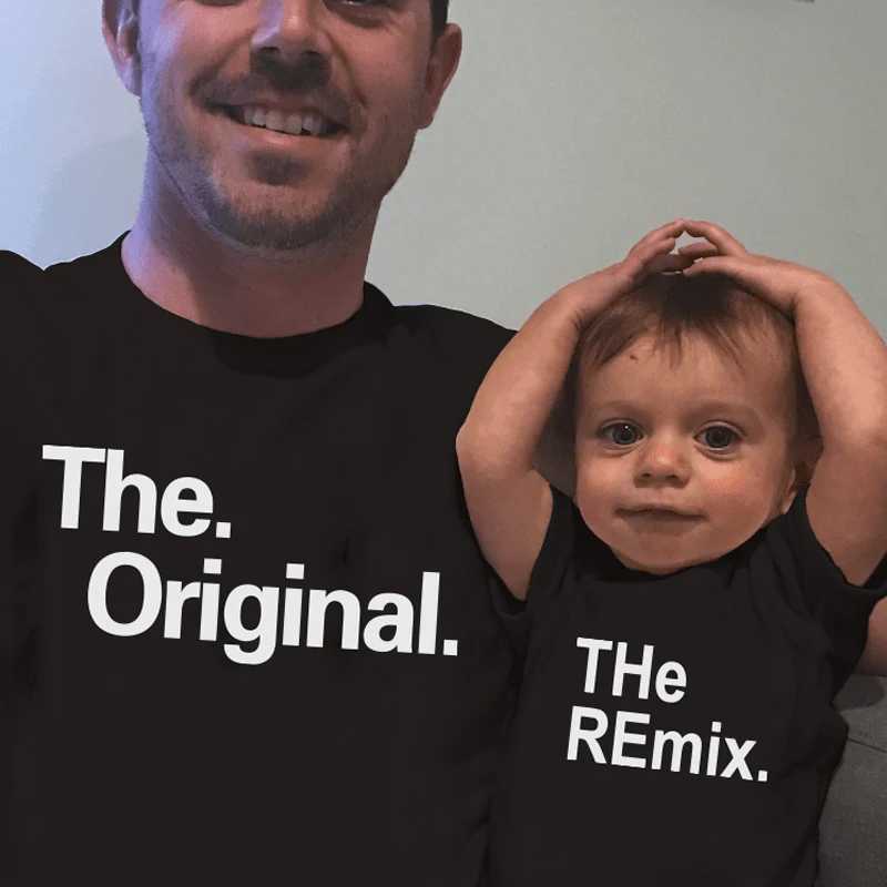 Roupas que combinam com a família The Original Remix Roupas que combinam com a família Papai, mamãe, camiseta infantil, body para bebê, look familiar, pai, filho, roupas, presente de dia dos pais