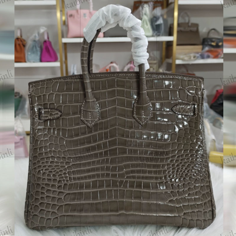 luxury brand women Special leather Designer bag B25/30 bags embossed crocodile leather purse real leather handbag top handle shopping bag causal tote party bag