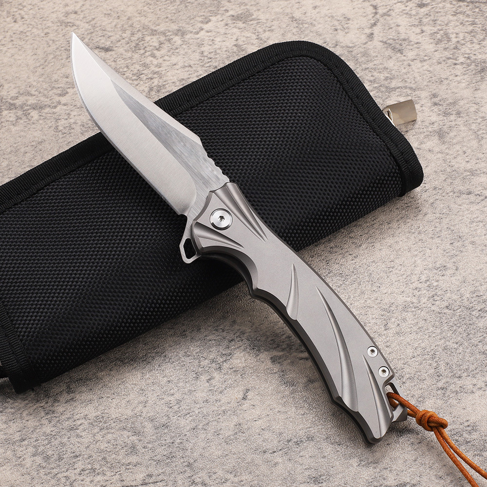 Top -Qualität A2266 High -End -Flipper -Messer M390 Satin gerade Point Blade CNC TC4 Titanylokalgasse Kugellager Schnelle offene Ordnermesser EDC -Werkzeuge