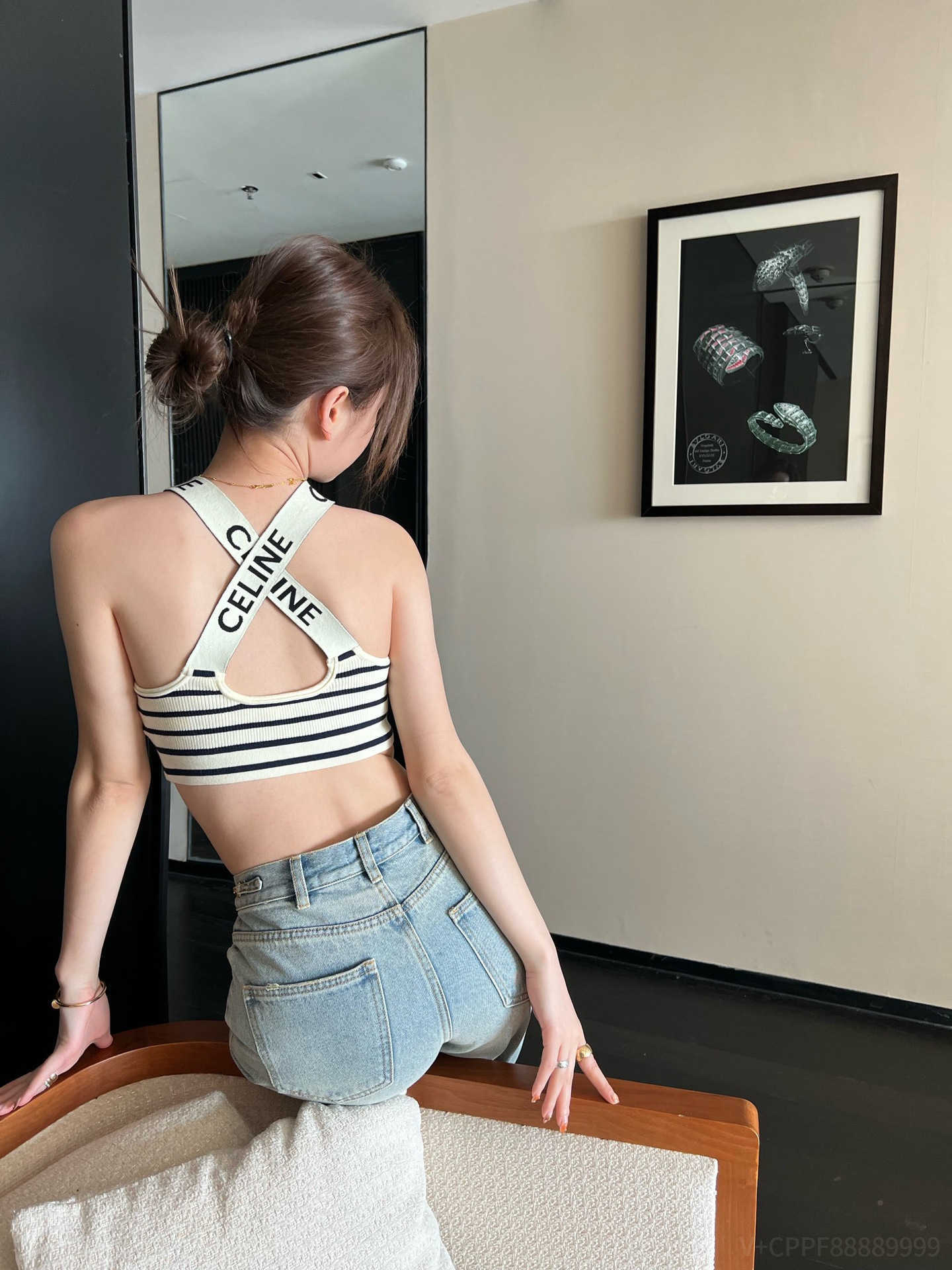 CE Home Springsummer New Womens Stripe Camisole Six Slim 내부 마모 외부 작은 조끼