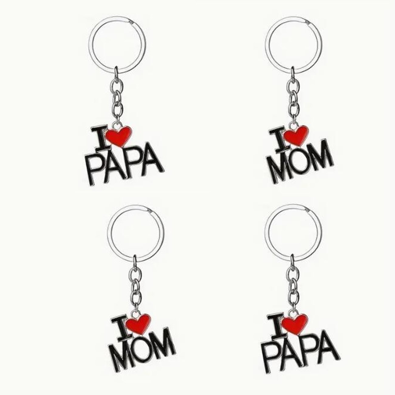 Keychains Creative I Love PAPA MOM Keychain Enamel Red Heart Shape Key Chain Ring mothers day gifts Fathers