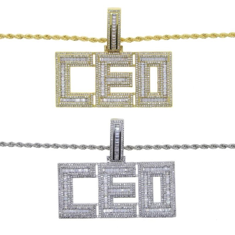 Chaînes Glacé Lettre Initiale PDG Pendentif Collier Avec 5mm CZ Corde Tennis Chaîne Colliers Pour Hommes Garçon Hip Hop BijouxChai245M