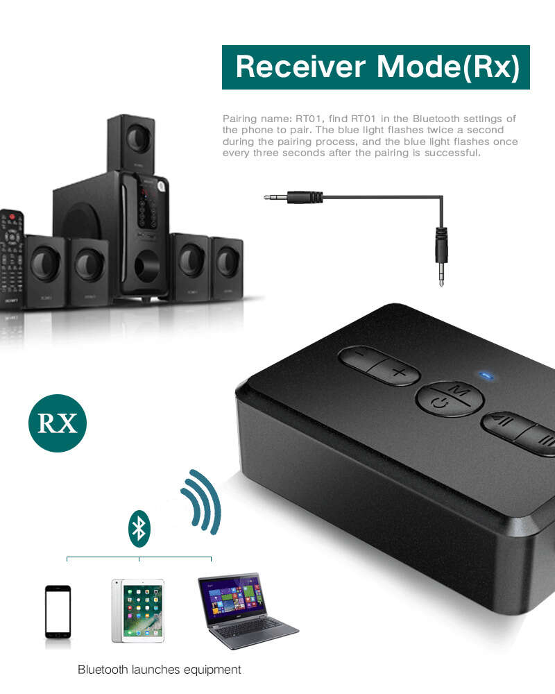 5.0 جهاز الإرسال و 2 في 1 AUX Aux Audio Receiver 3.5mm Car Bluetooth بدون اتصال