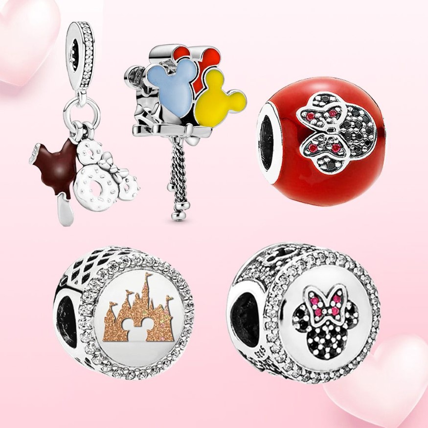 charm silver mouse pendant ice cream Shiny Zircon bead women jewelry Fit Original Bracelet diy gift241M