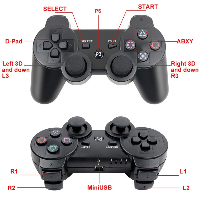 High Quality Dualshock 3 Wireless Bluetooth Joysticks for PS3 Vibration Controler Controls Joystick Gamepad for PS Ps3 Game Controllers with Retail Box