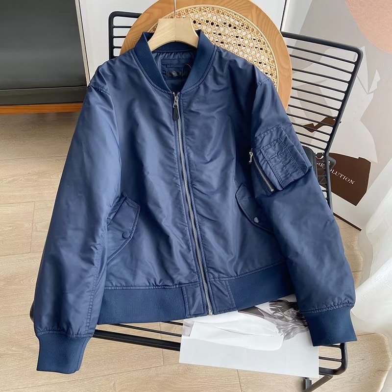 2024 Spring Autumn Women Bomber Jacket Zipper V-Neck Long Sleeves Casual Women's Coats BKW24012