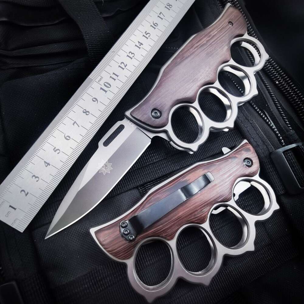 Set, Small Folding Tiger Multi Functional Car Window Breaker, Outdoor Self Defense Military Knife, Fist Buckle, Four Finger Hand Support Knife 486966