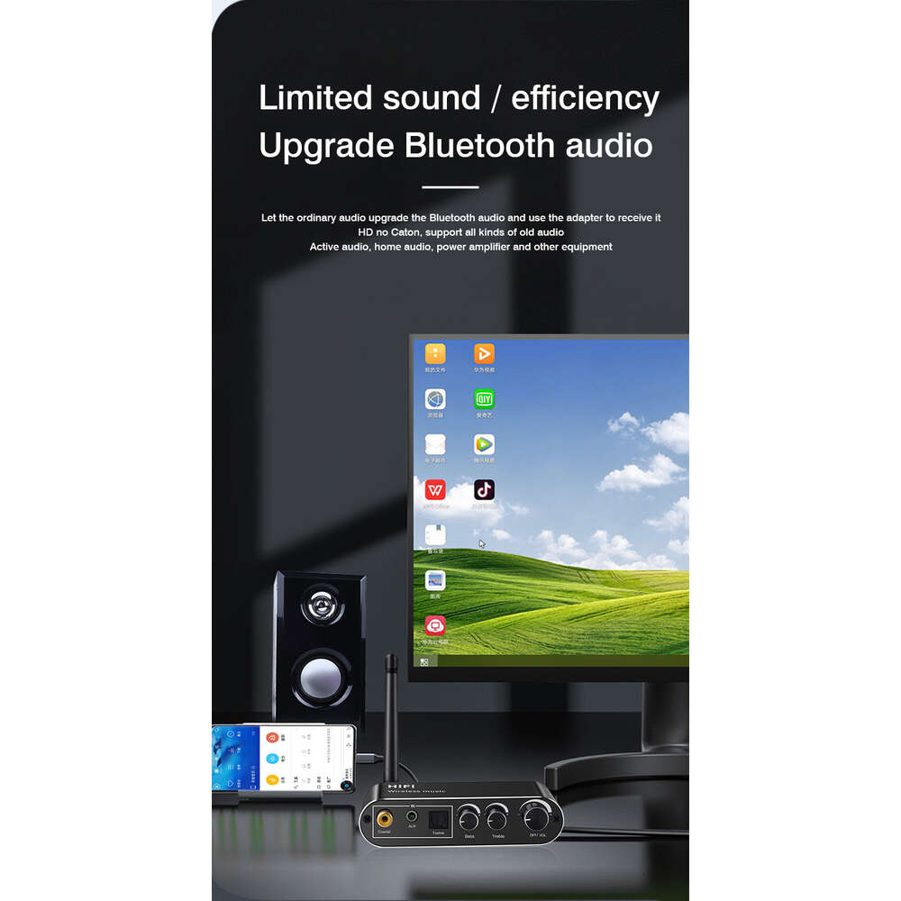 5.1T01 Bluetooth 수신기 RCA 어댑터 디지털 - 아날로그 파이버 동축 오디오 변환기 USB 재생