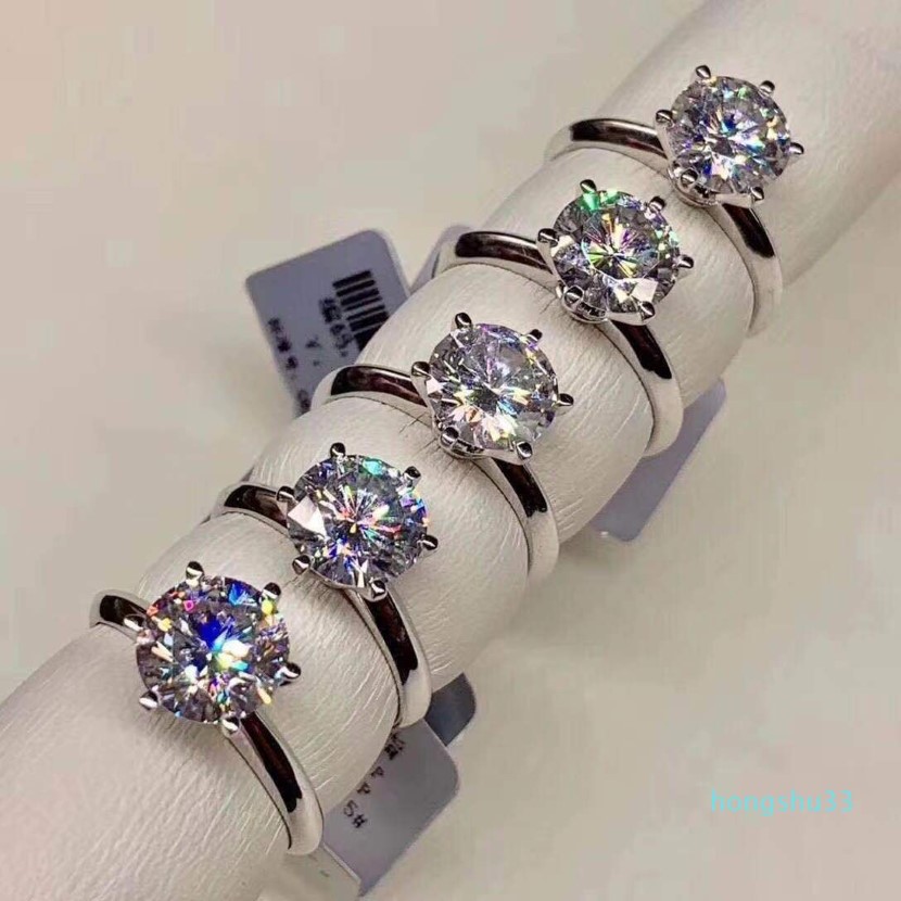 925 Silver Moissanite Certified Diamond Ring Test Canon Classic 6 Claw Crown Design D F Color VVS Clarity 3EX Eternal Cut Shine161s