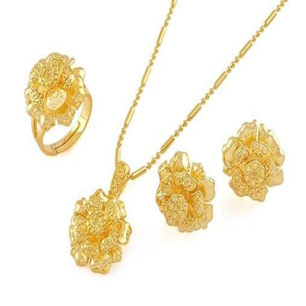 جزء من المجوهرات النسائية مجموعة الذهب الأصفر مملوءة بقلادة الحلقة الدائري 2455