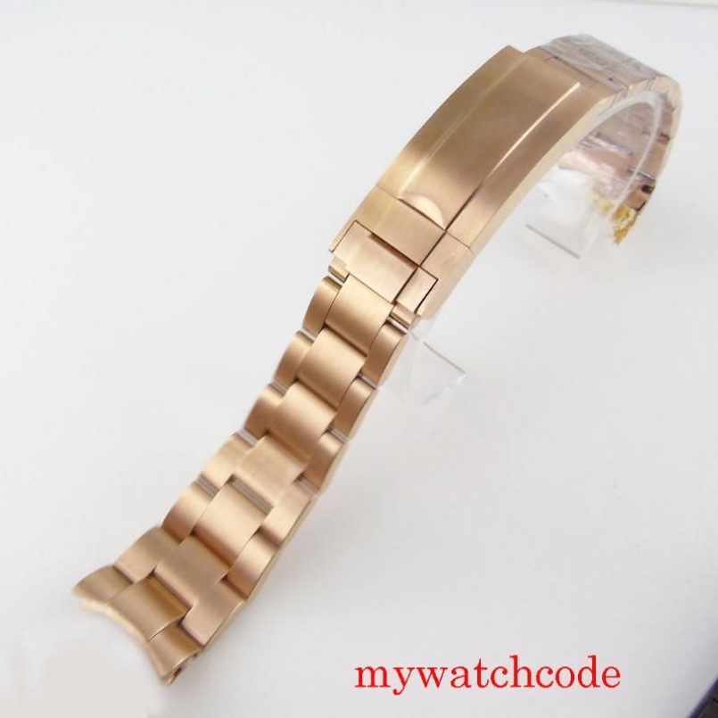 Bracelets de montre 20mm largeur 904L Oyster Bracelet en acier inoxydable noir PVD plaqué or boucle de déploiement montre-bracelet Parts178f