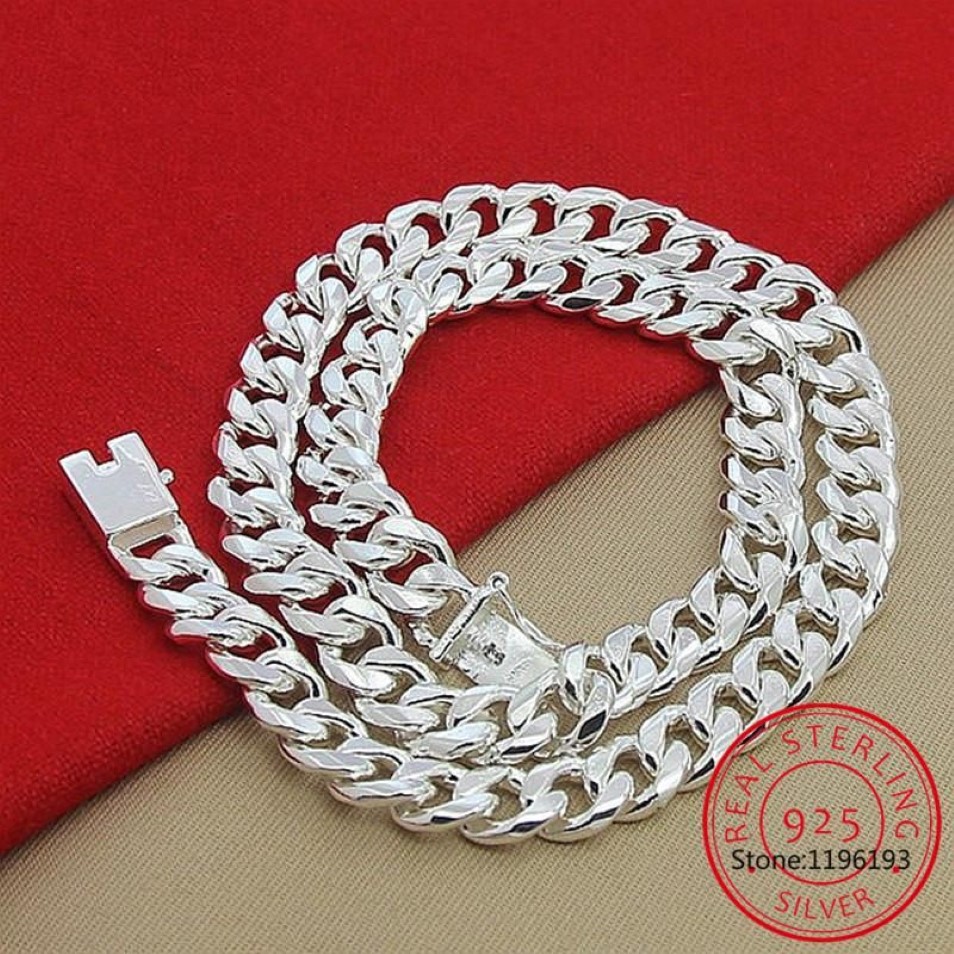 Chaînes 925 Argent 10MM 20 22 24 pouces Collier de chaîne cubaine Colar de Prata pour femmes hommes bijoux fins fête d'anniversaire cadeaux 234W