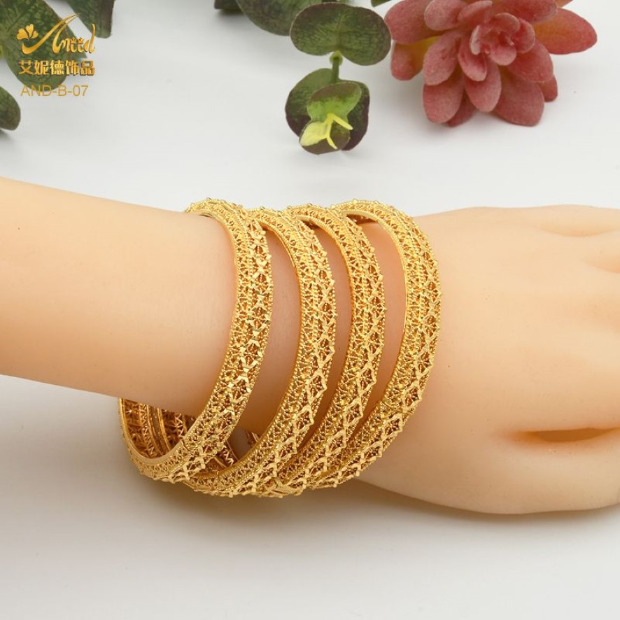 ANIID Set 24K Dubai Gold Plated Bangle Bracelet For Women Ethiopian Arabic African Indian Wedding Bride Jewelry Gift 220222255k