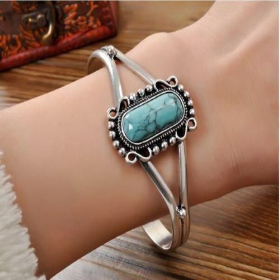 Victoria wieck Luxury Women Jewelry 925 Silver Filled Adjustable opening Turquoise bella's Bracelets for love gift306Q