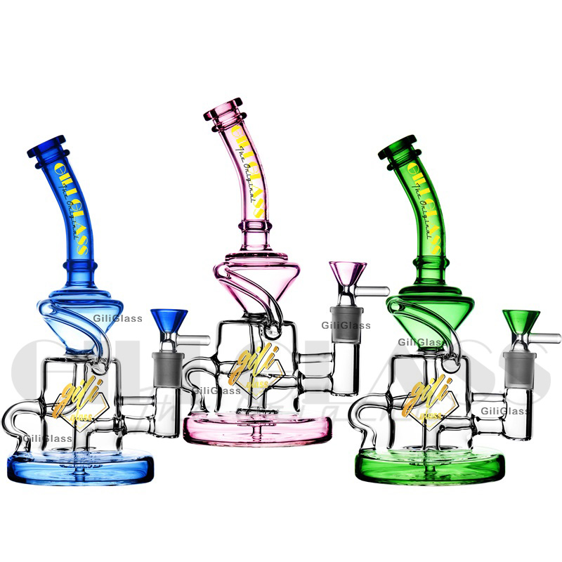 Recycler Waterpijpen Waterpijp Dab rig Vortex Effect Wax Bong Glazen pijpen Bedwelmende Tornado-pijpen Booreilanden Waterpijp met kom Kwartsbanger