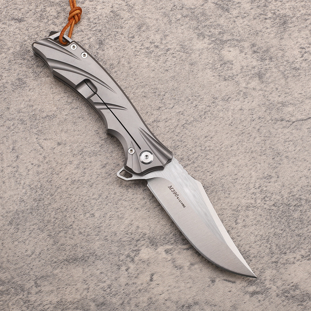 Top -Qualität A2266 High -End -Flipper -Messer M390 Satin gerade Point Blade CNC TC4 Titanylokalgasse Kugellager Schnelle offene Ordnermesser EDC -Werkzeuge